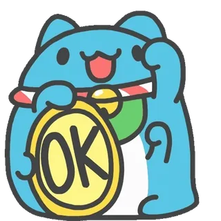 🆗 OK кот, милый, удача, ОК, животное, мультфильм whatsapp sticker