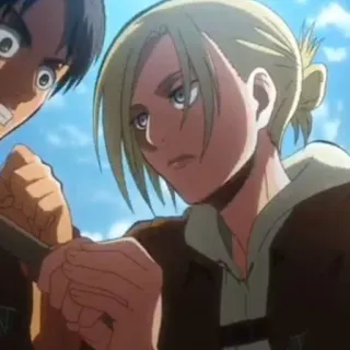 🌟 Attack on Titan アニメ, 進撃の巨人, アニ・レオンハート, エレン・イェーガー, 暴力, 軍事 telegram sticker