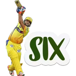 😊 SIX Críquete, Esportes, Taco, Placar, Time, Atleta whatsapp sticker