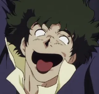☺️ Spike Spiegel Cowboy Bebop anime, personaje, cara divertida, dibujos animados, Spike Spiegel telegram sticker