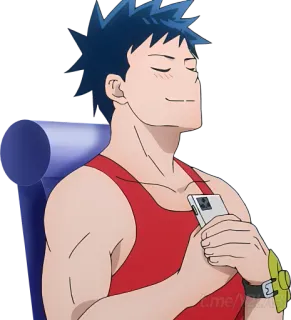 🥰 Аниме, Мужчина, Расслабленный, Майка, Мобильный телефон telegram sticker