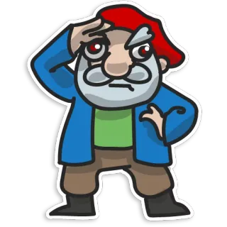 👀 dibujo animado, personaje, anciano, gnomo, adhesivo telegram sticker