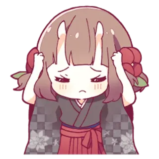 🤯 Anime, Cartoon, Mädchen, Traurig, Japanisch, Kimono whatsapp sticker