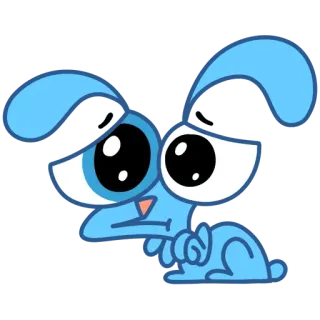 🥺 dibujos animados, animal, lindo, pegatina, conejo, conejo, azul telegram sticker