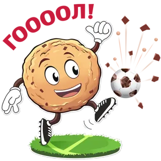 😄 biscotto, calcio, calcio, sport, cartoni animati, cibo whatsapp sticker
