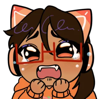 😖 кошачьи ушки, плачет, грустный, аниме, мультфильм, кавай, милый telegram sticker