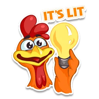 👏 IT'S LIT курица, лампочка, горит, мультфильм whatsapp sticker