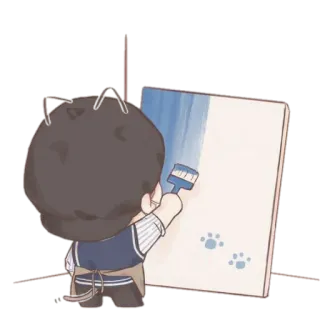 🍄 pintura, arte, artista, gato, huellas de patas, lienzo whatsapp sticker