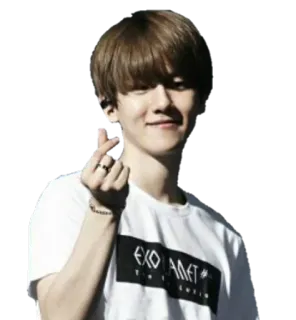 ❤ EXO PLANET kpop, idol, asiático, hombre, corazón con los dedos whatsapp sticker