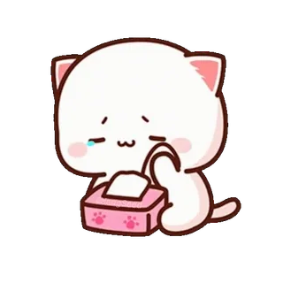 😢 猫, 伤心, 哭, 纸巾, 情绪化, 可爱, 卡通 whatsapp sticker