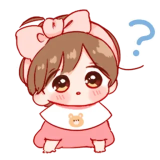 💞 mono, pregunta, kawaii, dibujo animado, pegatina whatsapp sticker