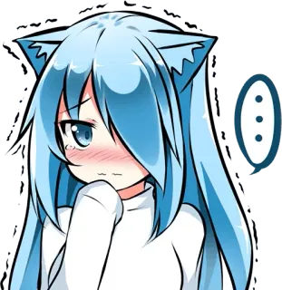😔 อนิเมะ, น่ารัก, ผมสีฟ้า, ผู้หญิง, สติกเกอร์, สีหน้า, ภาพประกอบ telegram sticker
