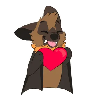 ❤️ morcego, coração, fofo, animal, desenho animado, amor telegram sticker