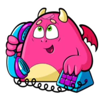 📱 monster, telepon, kartun, merah muda, imut, tanduk, sayap telegram sticker