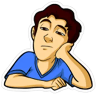 😨 cartone animato, annoiato, uomo, appoggiato, stanco telegram sticker