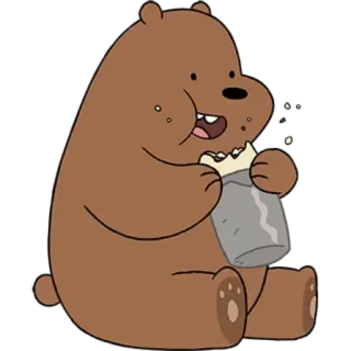 🥪 Grizz We Bare Bears Bär, Cartoon, Tier, Essen, Snack, Essen, Figur, We Bare Bears, Grizz whatsapp sticker