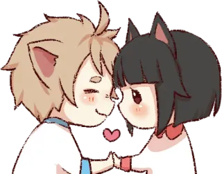 💏 милый, аниме, любовь, сердце, пара, чиби, мультфильм telegram sticker