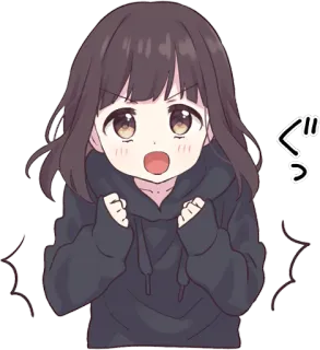 😮 ぐっ Anime, Fille, Mignon, En colère, Déterminé(e) whatsapp sticker