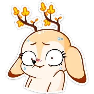 😳 veado, animal, fofo, adesivo, desenho animado whatsapp sticker