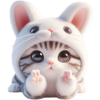 ✌️ 猫, 小猫, 可爱, 动物, 兔子, 帽子, 宠物 telegram sticker