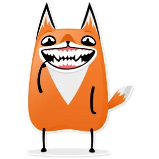 😄 volpe, cartone animato, animale, arancione, adesivo, divertente, bizzarro whatsapp sticker