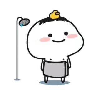 😳 Desenho animado, Banho, Chuveiro, Pato, Toalha, Fofo telegram sticker