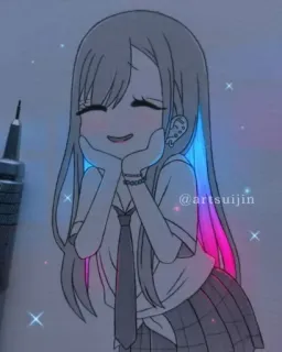 ✨ @artsuijin アニメ, 女の子, 可愛い, イラスト, アート, スカート, ちび telegram sticker