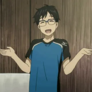 💦 Yuri Katsuki Yuri on Ice Аниме, Персонаж, Счастливый, Очки, Yuri on Ice telegram sticker