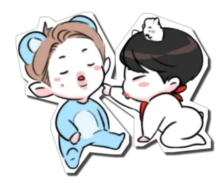 🍙 Baby, süß, Cartoon, schläfrig, Tier telegram sticker