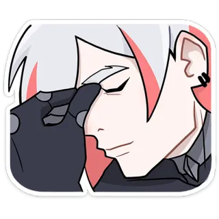 🤦‍♀️ Anime, Manga, Karakter, Persoon, Wit haar, Zwarte kleding telegram sticker