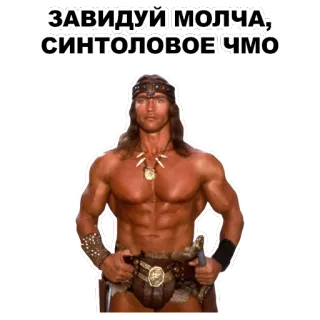 💪 ЗАВИДУЙ МОЛЧА, СИНТОЛОВОЕ ЧМО kulturysta, mięśnie, fitness, mem telegram sticker