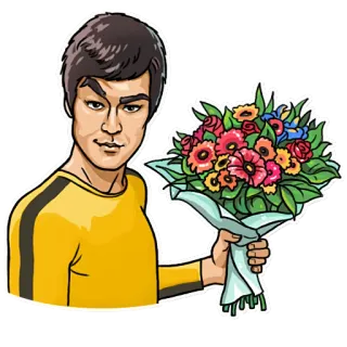 💐 Bruce Lee Bruce Lee, Fleurs, Bouquet, Arts martiaux, Sticker whatsapp sticker