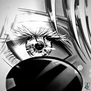 ♥ oeil, animé, manga, dessin, noir et blanc, cil, croquis telegram sticker