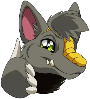 👍 Furry, Anthro, Animale, Cartone animato, Pollice in su, Grigio, Carino, Illustrazione telegram sticker