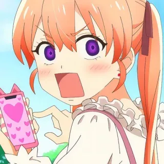😱 anime, dziewczyna, telefon, serce, zły telegram sticker