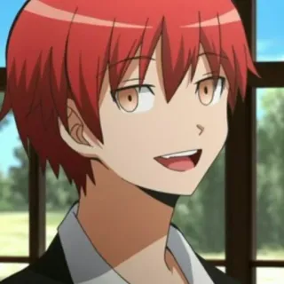 🙂 Karma Akabane Assassination Classroom Anime, cabelo ruivo, sorrindo, Karma, Akabane, Assassination Classroom telegram sticker