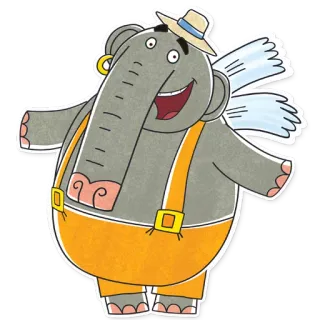 ☺️ elefante, desenho animado, animal, personagem, chapéu telegram sticker