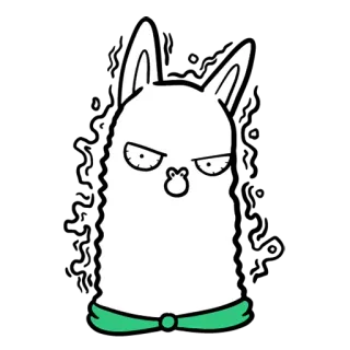 🥵 animal, lhama, desenho animado, engraçado, branco, verde, laço whatsapp sticker