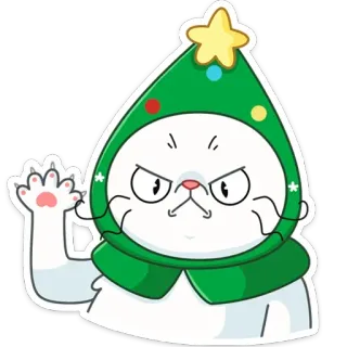 😤 Katze, Weihnachten, Weihnachtsbaumhut, Tier, Aufkleber telegram sticker