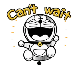 ◼️ Doraemon Can't wait Doraemon, Cartoon, Anime, Wachten, Blij, Opgewonden telegram sticker