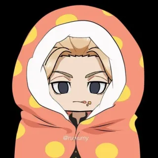 🥺 @rukumy cartoon, anime, character, chibi, hoodie, cute, fanart telegram sticker