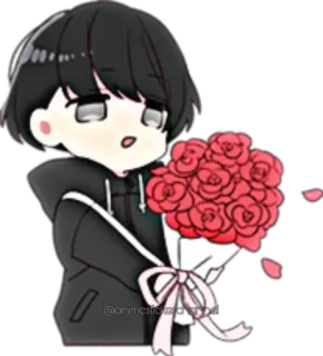 😍 anime, roses, bouquet, cute, romantic telegram sticker