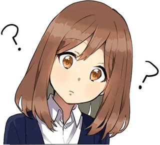 🤔 Dziewczyna anime, Znak zapytania, Zmieszany, Myślenie, Kreskówka, Wątpliwość telegram sticker