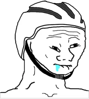 😦 wojak, cycling, helmet, meme telegram sticker