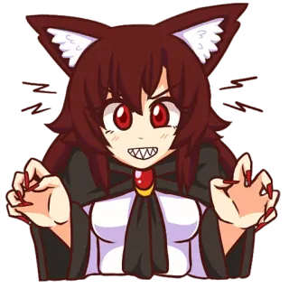 😈 애니메이션, 고양이 귀, 케모노미미, 발톱, 송곳니, 빨간 눈 telegram sticker