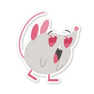 😍 мышь, милый, мультик, животное, любовь, глаза-сердечки, стикер telegram sticker