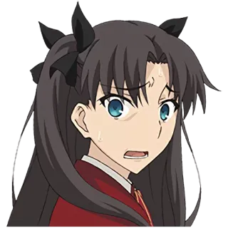 😨 Rin Tohsaka Fate/stay night Anime, Fille, Mage, Tsundere, Inquiète telegram sticker
