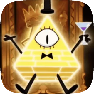 👁 Bill Cipher Gravity Falls Bill Cipher, triángulo, un ojo, Gravity Falls, dibujos animados, amarillo whatsapp sticker