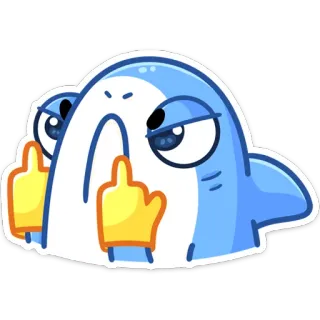 🖕 tubarão, dedo do meio, ofensivo, desenho animado, gesto, rude telegram sticker