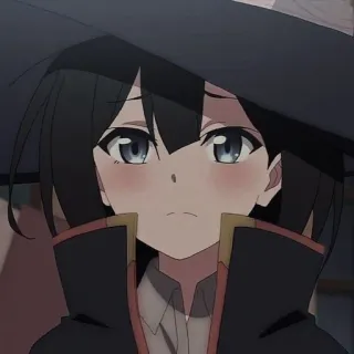 🥺 动漫, 女孩, 女巫, 黑发, 可爱, 帽子, 漫画 telegram sticker